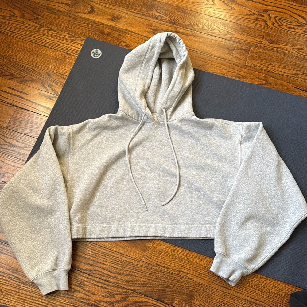 Alo Yoga Gray Cropped Hoodie